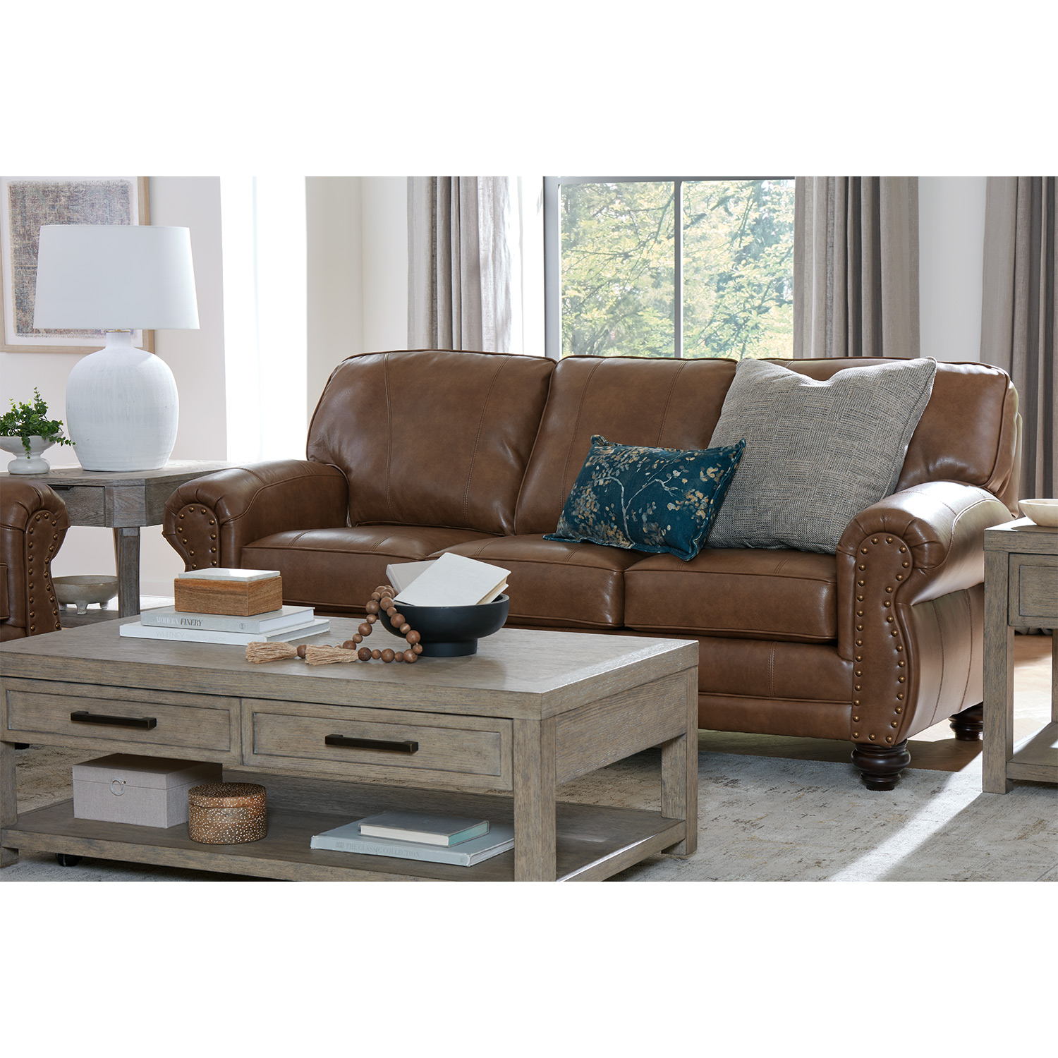 Noble - Top-grain Leather Stationary Sofa - Espresso - S64ELU S64ELU
