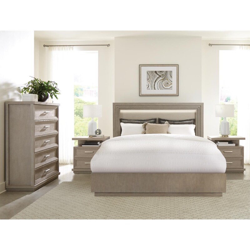 Cascade Dovetail King Illuminated Panel Bed S720