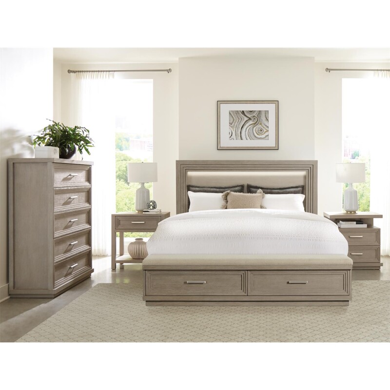 Cascade Dovetail California King Illuminated Panel Uph Storage Bed S806