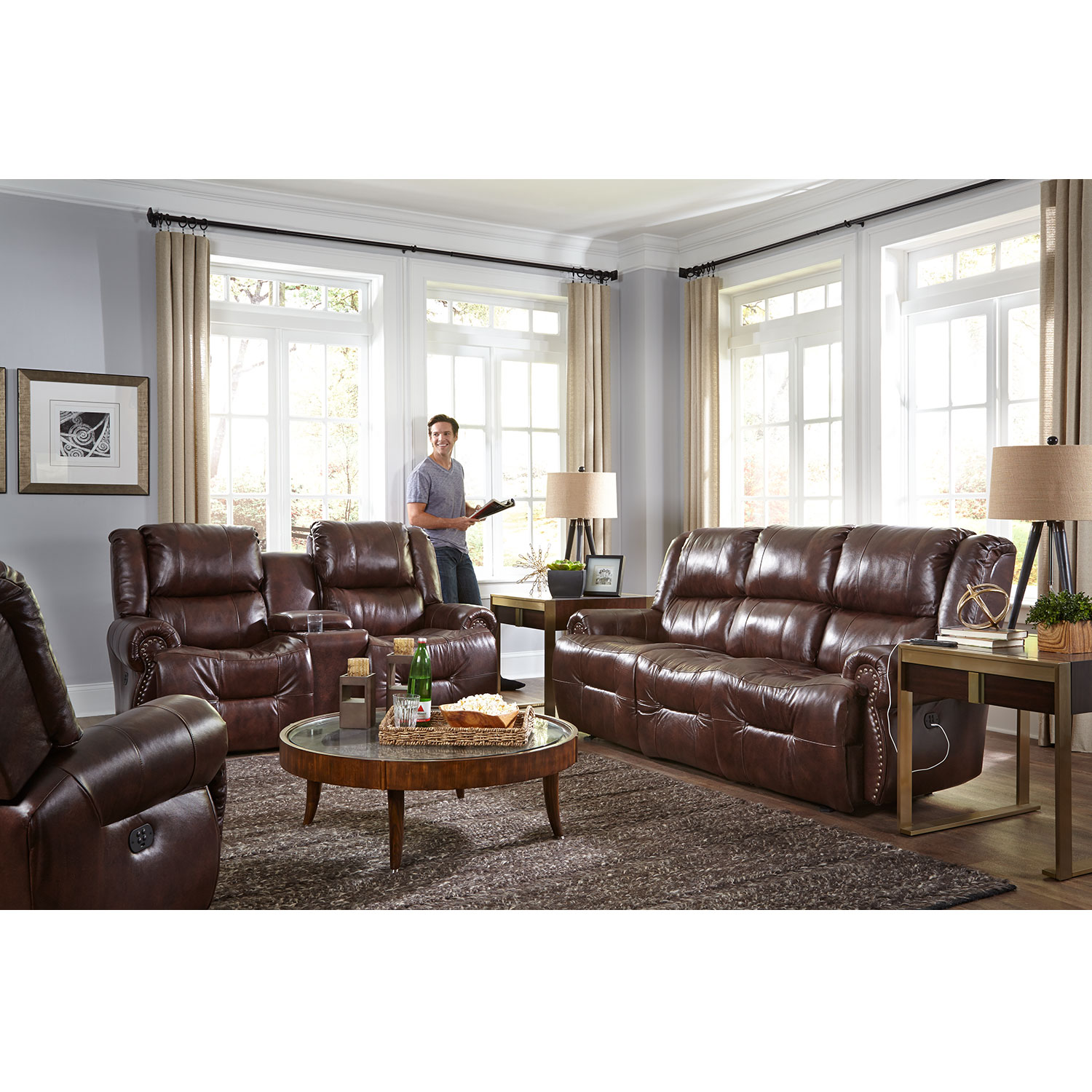 Genet - Dual Reclining Sofa With Drop Down Tray - S960CT4 S960CT4