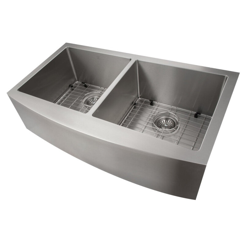 36 In. Niseko Farmhouse Apron Mount Double Bowl Stainless Steel Kitchen Sink With Bottom Grid SA50D36