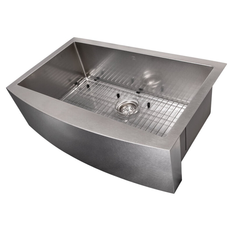 33 In. Vail Farmhouse Apron Mount Single Bowl Stainless Steel Kitchen Sink With Bottom Grid SAS33