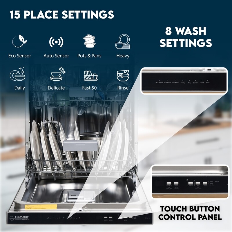 24 in 2440 Dishwasher Top Control 3rd Rack 15 place 3.4g QUIET 51 dB 110V EStar SBT2440