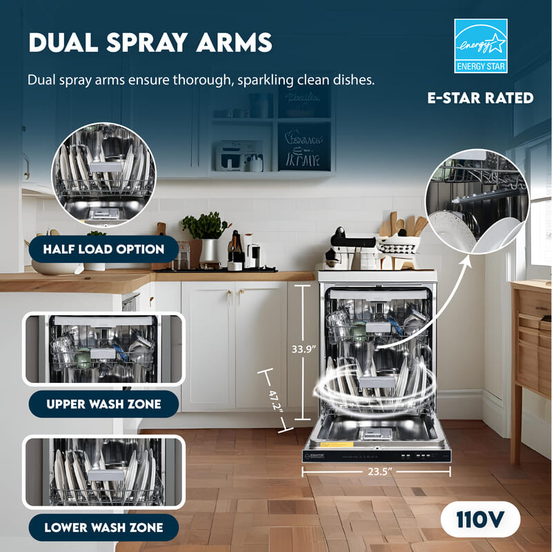 24 in 2440 Dishwasher Top Control 3rd Rack 15 place 3.4g QUIET 51 dB 110V EStar SBT2440