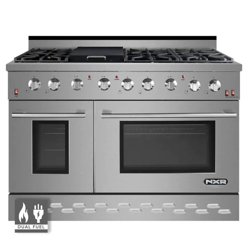 SC Dual Fuel Range Series- Professional Style Dual Fuel Gas Range with 6 German Sealed Burner and Convection Fan, 48 inch SCD4811