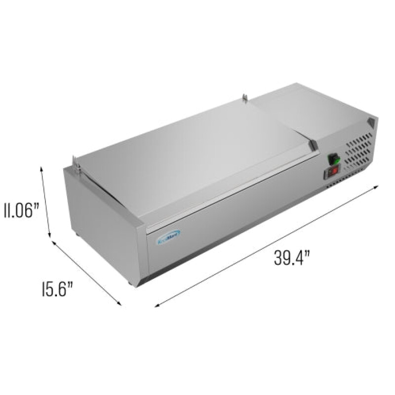 40 in. Three Pan Refrigerated Countertop Condiment Prep Station SCDC3PSG, product image 3 of 9