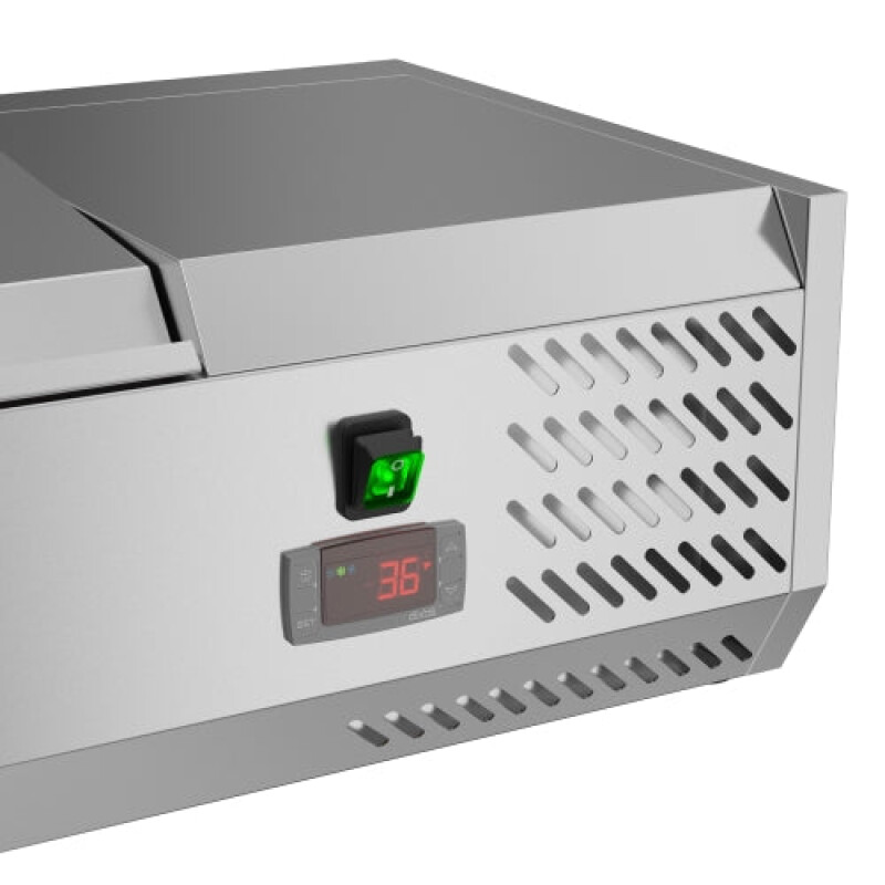 40 in. Three Pan Refrigerated Countertop Condiment Prep Station SCDC3PSG, product image 4 of 9