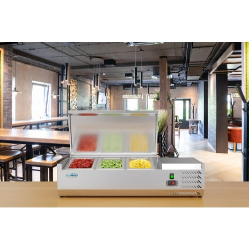 40 in. Three Pan Refrigerated Countertop Condiment Prep Station SCDC3PSG, product image 9 of 9