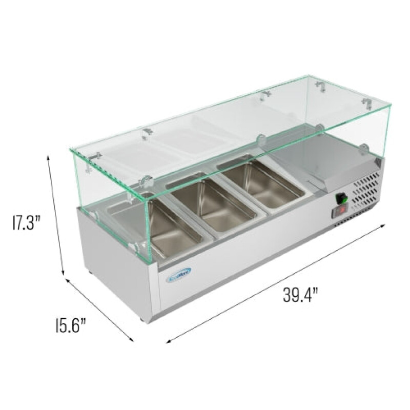 40 in. Three Pan Refrigerated Countertop Condiment Prep Station SCDC3PSSL, product image 5 of 9