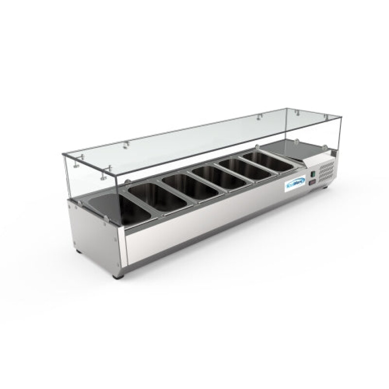 59 in. Six Pan Refrigerated Countertop Condiment Prep Station SCDC6PSG, product image 2 of 8