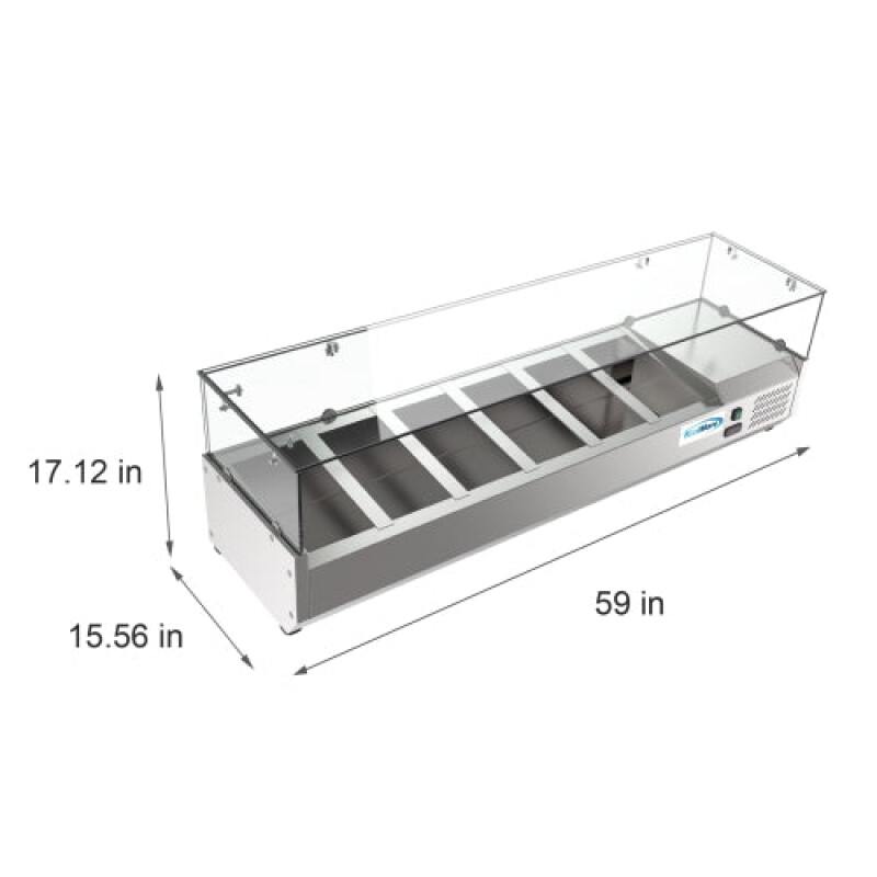 59 in. Six Pan Refrigerated Countertop Condiment Prep Station SCDC6PSG, product image 4 of 8
