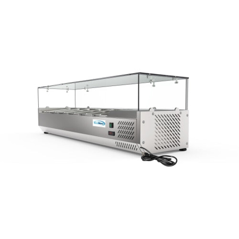 59 in. Six Pan Refrigerated Countertop Condiment Prep Station SCDC6PSG, product image 7 of 8