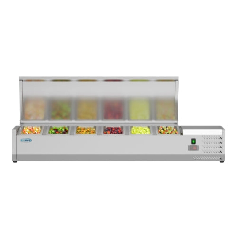 59 in. Six Pan Refrigerated Countertop Condiment Prep Station SCDC6PSSL