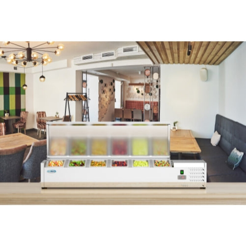 59 in. Six Pan Refrigerated Countertop Condiment Prep Station SCDC6PSSL, product image 9 of 9