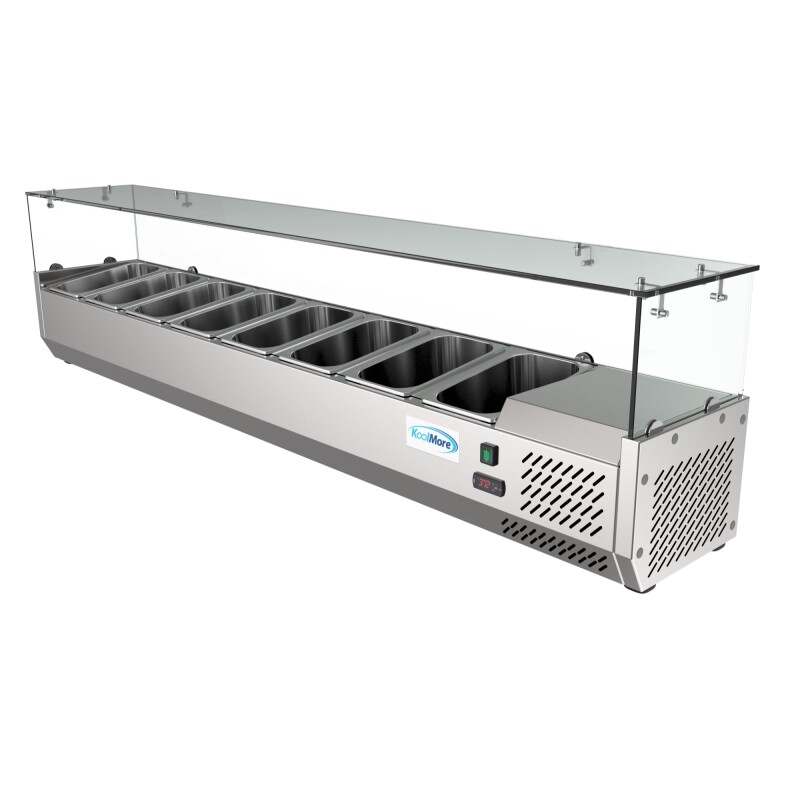 71 in. Eight Pan Refrigerated Countertop Condiment Prep Station SCDC8PSG, product image 2 of 9