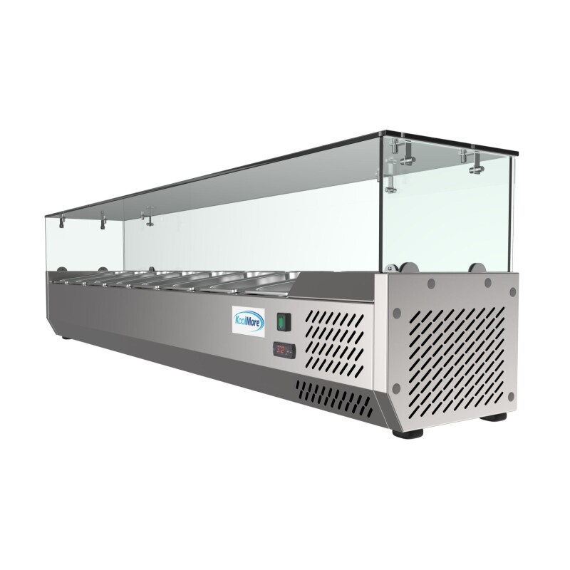 71 in. Eight Pan Refrigerated Countertop Condiment Prep Station SCDC8PSG, product image 3 of 9
