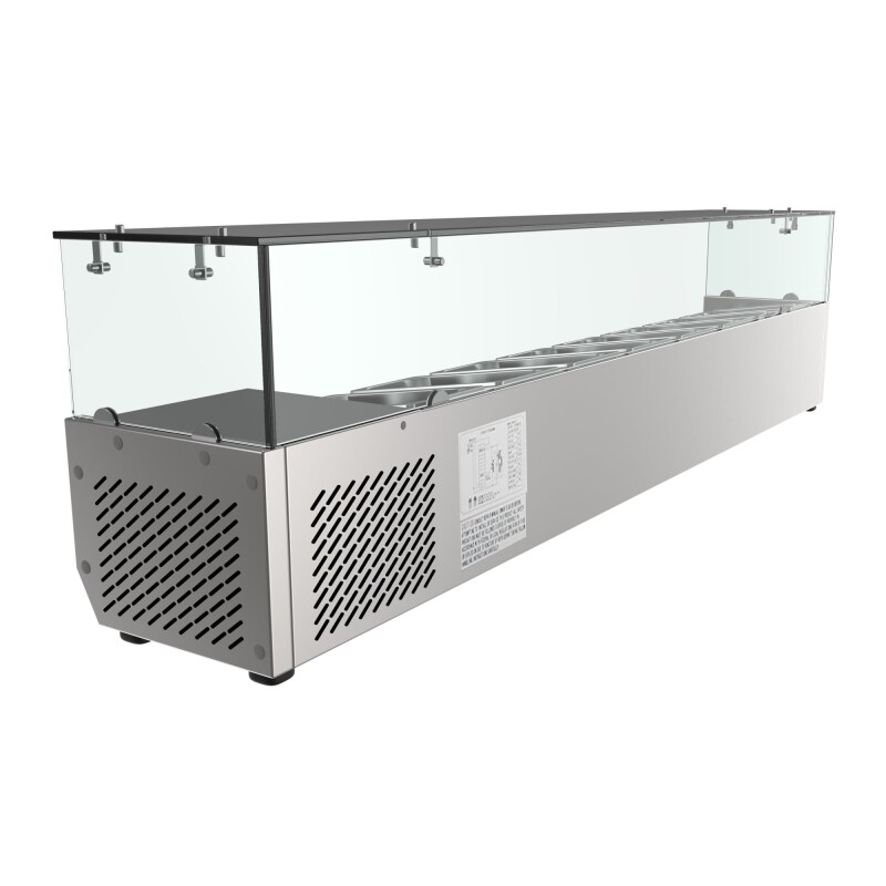 71 in. Eight Pan Refrigerated Countertop Condiment Prep Station SCDC8PSG, product image 4 of 9