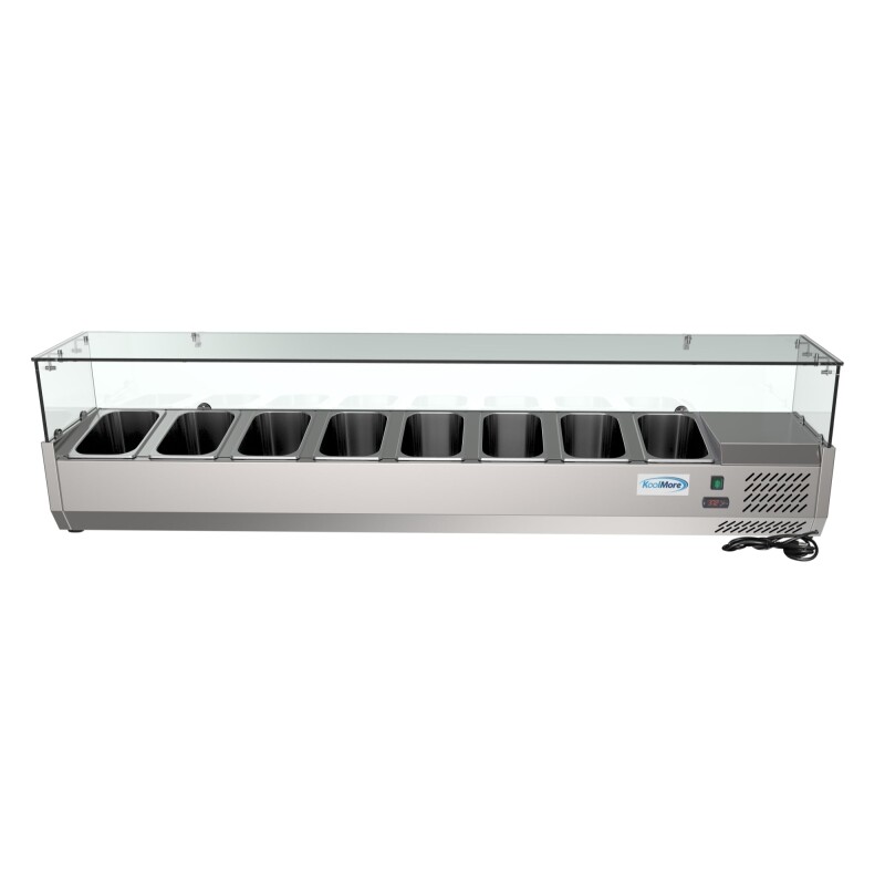 71 in. Eight Pan Refrigerated Countertop Condiment Prep Station SCDC8PSG, product image 6 of 9