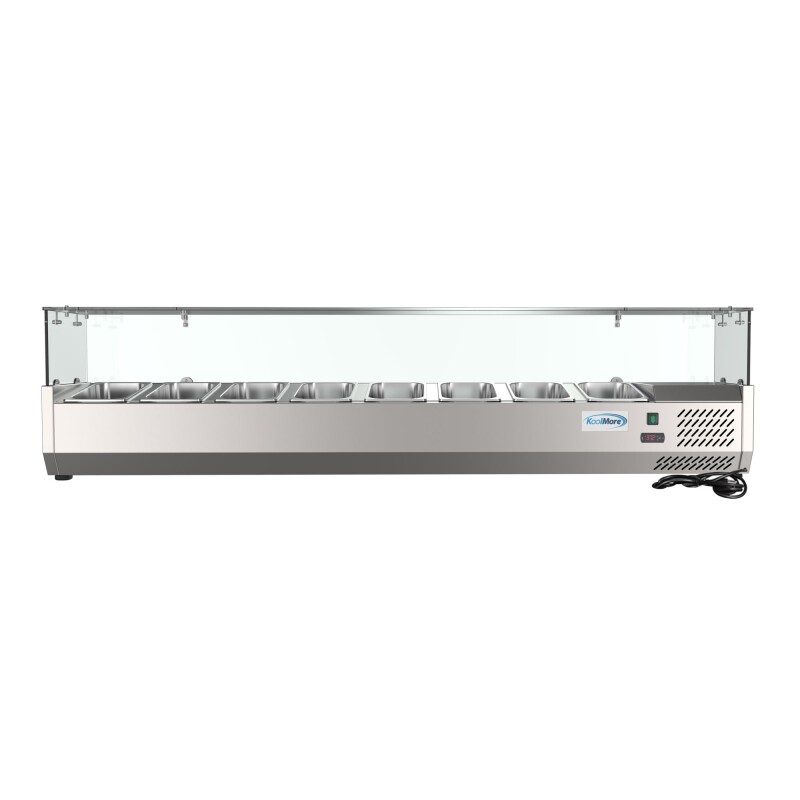 71 in. Eight Pan Refrigerated Countertop Condiment Prep Station SCDC8PSG, product image 7 of 9