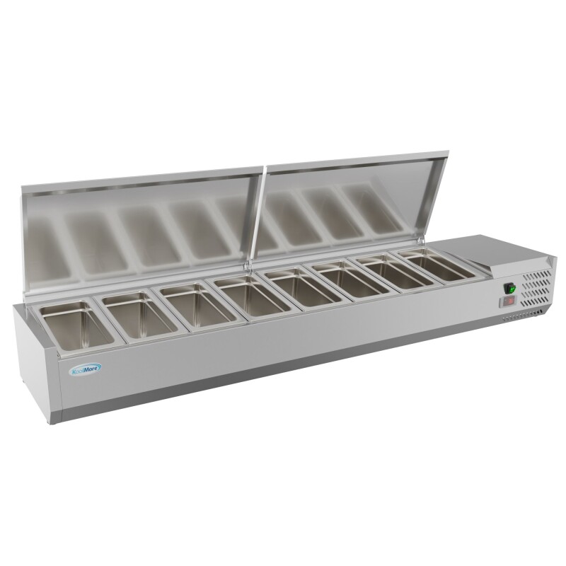 71 in. Eight Pan Refrigerated Countertop Condiment Prep Station SCDC8PSSL, product image 2 of 9