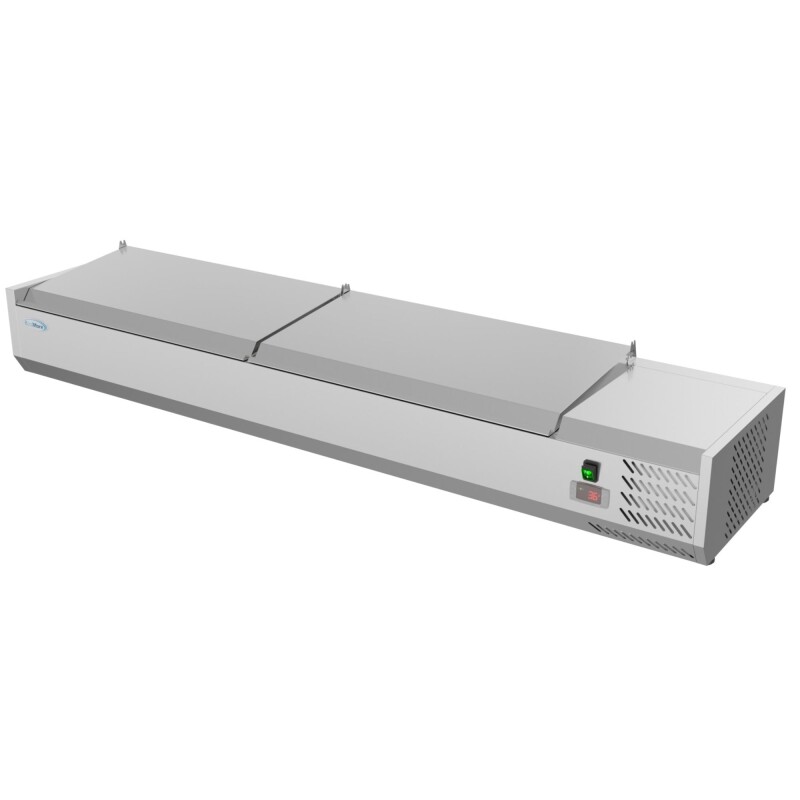 71 in. Eight Pan Refrigerated Countertop Condiment Prep Station SCDC8PSSL, product image 4 of 9
