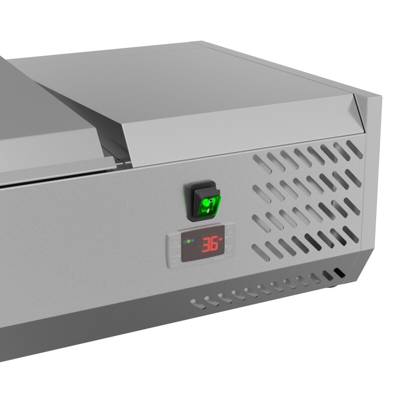 71 in. Eight Pan Refrigerated Countertop Condiment Prep Station SCDC8PSSL, product image 5 of 9