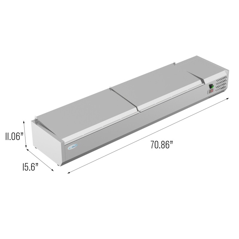 71 in. Eight Pan Refrigerated Countertop Condiment Prep Station SCDC8PSSL, product image 7 of 9