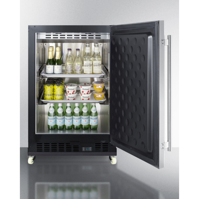 24" Wide Built-In Mini Reach-In Beverage Center with Dolly SCR610BLSDRI