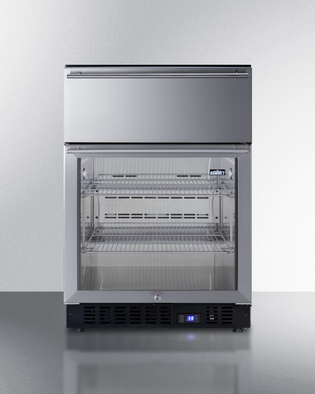 24" Wide Built-In Commercial Beverage Refrigerator With Top Drawer SCR615TD