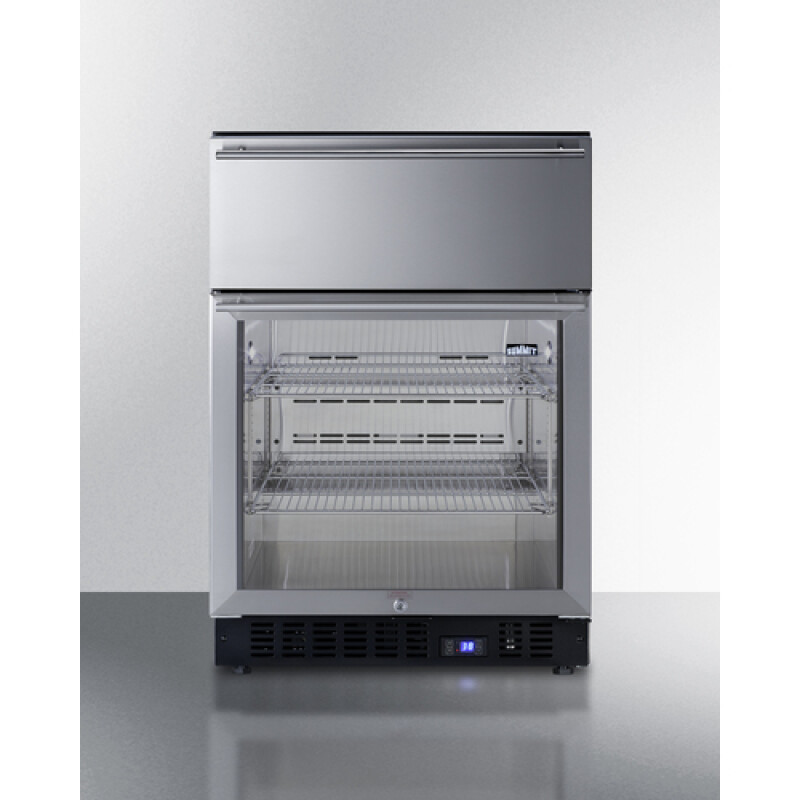 24" Wide Built-In Commercial Beverage Refrigerator With Top Drawer SCR615TD