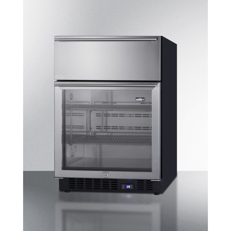 24" Wide Built-In Commercial Beverage Refrigerator With Top Drawer SCR615TD