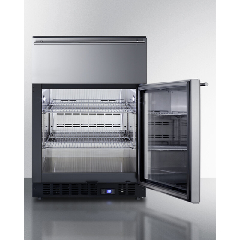 24" Wide Built-In Commercial Beverage Refrigerator With Top Drawer SCR615TD