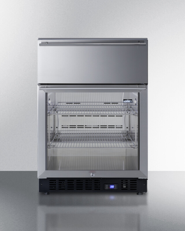 24" Wide Built-In Commercial Beverage Refrigerator With Top Drawer SCR615TDCSS