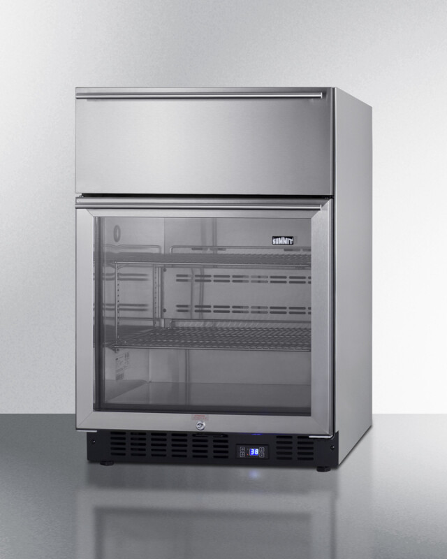 24" Wide Built-In Commercial Beverage Refrigerator With Top Drawer SCR615TDCSS