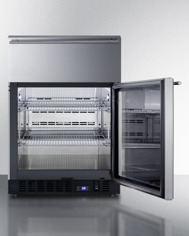 24" Wide Built-In Commercial Beverage Refrigerator With Top Drawer SCR615TDCSS