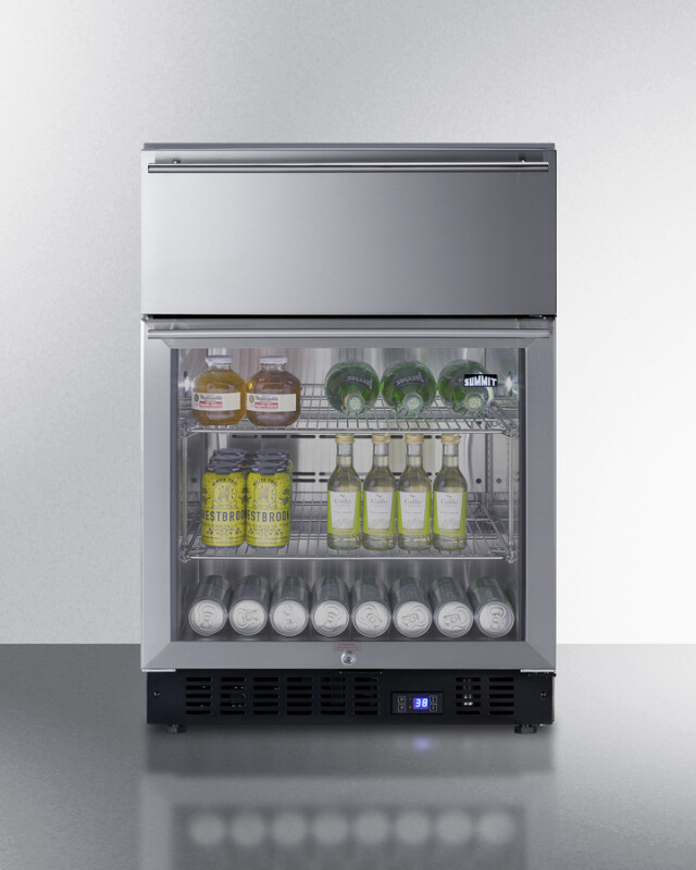 24" Wide Built-In Commercial Beverage Refrigerator With Top Drawer SCR615TDCSS