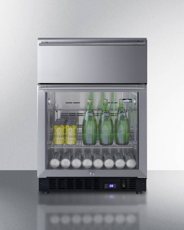 24" Wide Built-In Commercial Beverage Refrigerator With Top Drawer SCR615TDCSS