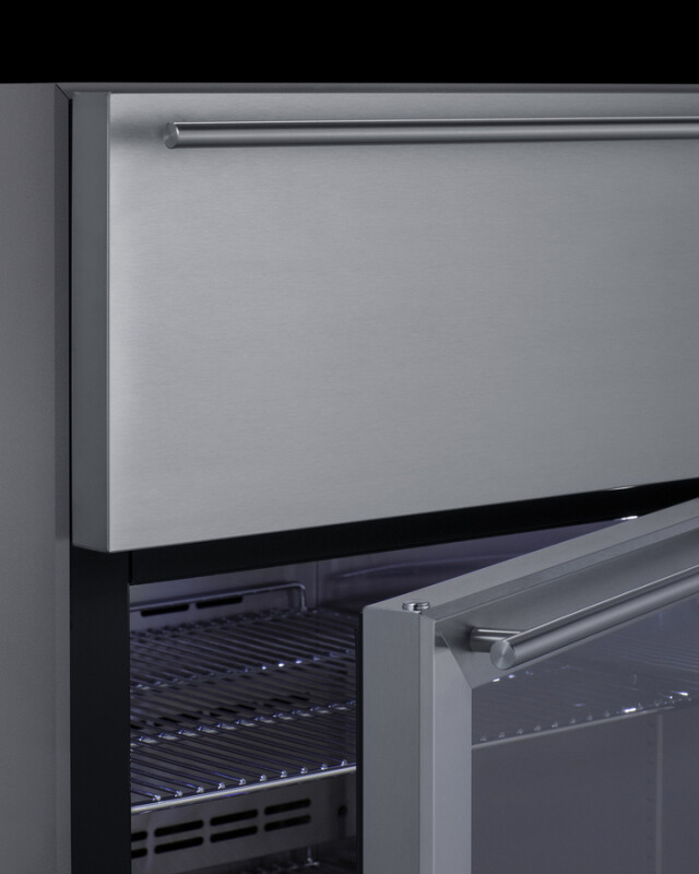 24" Wide Built-In Commercial Beverage Refrigerator With Top Drawer SCR615TDCSS