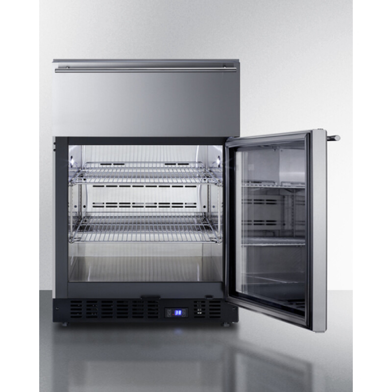 24" Wide Built-In Commercial Beverage Refrigerator With Top Drawer SCR615TDCSS
