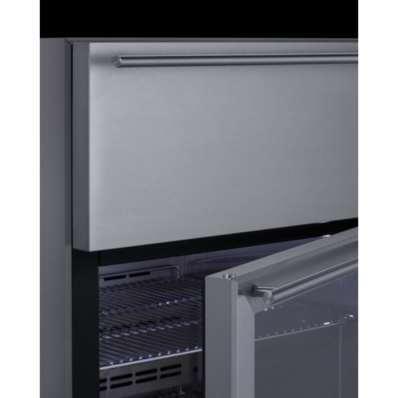 24" Wide Built-In Commercial Beverage Refrigerator With Top Drawer SCR615TDCSS