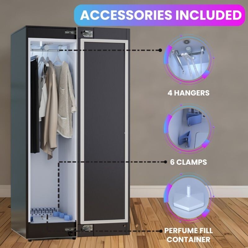 Steam Dryer Closet REMOVE WRINKLES Sanitize Deodorize Refresh Slim110V SDC760B, product image 6 of 20