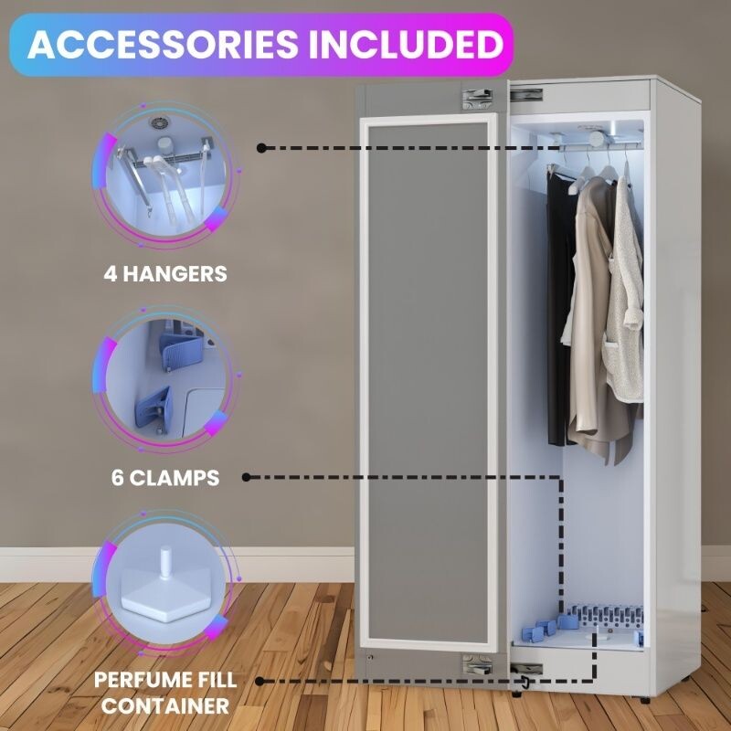 Steam Dryer Closet REMOVE WRINKLES Sanitize Deodorize Refresh Slim110V - Left Hinge SDC760LHSS, product image 4 of 23