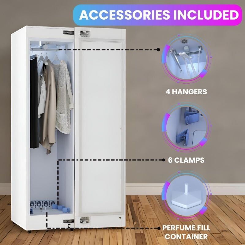 Steam Dryer Closet REMOVE WRINKLES Sanitize Deodorize Refresh Slim110V SDC760W