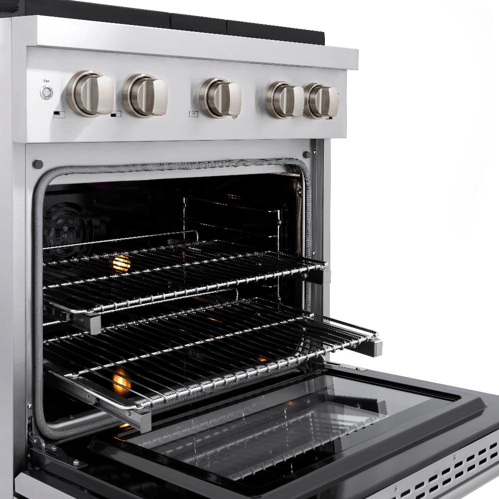 30 In. 4.2 Cu. Ft. Paramount Dual Fuel Range With 4 Burner Gas Cooktop And Electric Convection Oven In Stainless Steel SDR30