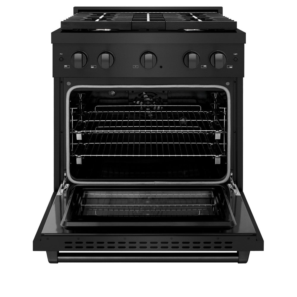 30 In. 4.2 Cu. Ft. Paramount Dual Fuel Range With 4 Burner Gas Cooktop And Electric Convection Oven In Black Stainless Steel SDRB30