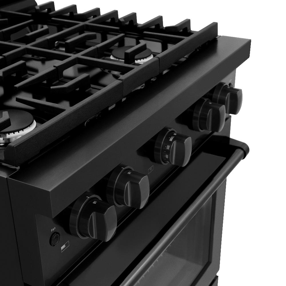 30 In. 4.2 Cu. Ft. Paramount Dual Fuel Range With 4 Burner Gas Cooktop And Electric Convection Oven In Black Stainless Steel SDRB30