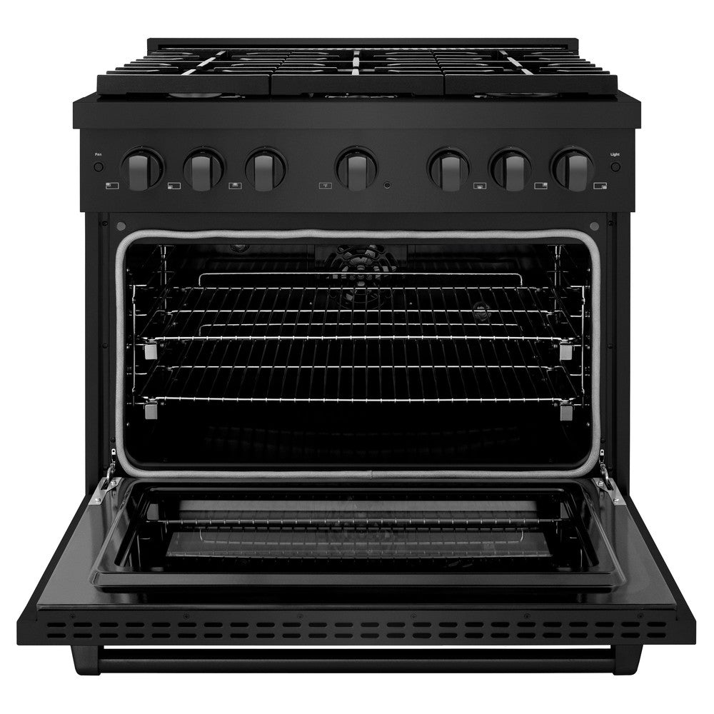 36 In. 5.2 Cu. Ft. Paramount Dual Fuel Range With 6 Burner Gas Cooktop And Electric Convection Oven In Black Stainless Steel SDRB36