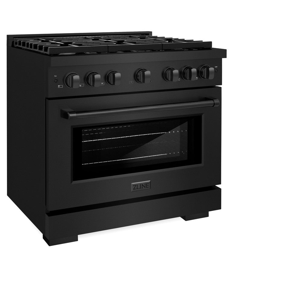 36 In. 5.2 Cu. Ft. Paramount Dual Fuel Range With 6 Burner Gas Cooktop And Electric Convection Oven In Black Stainless Steel SDRB36