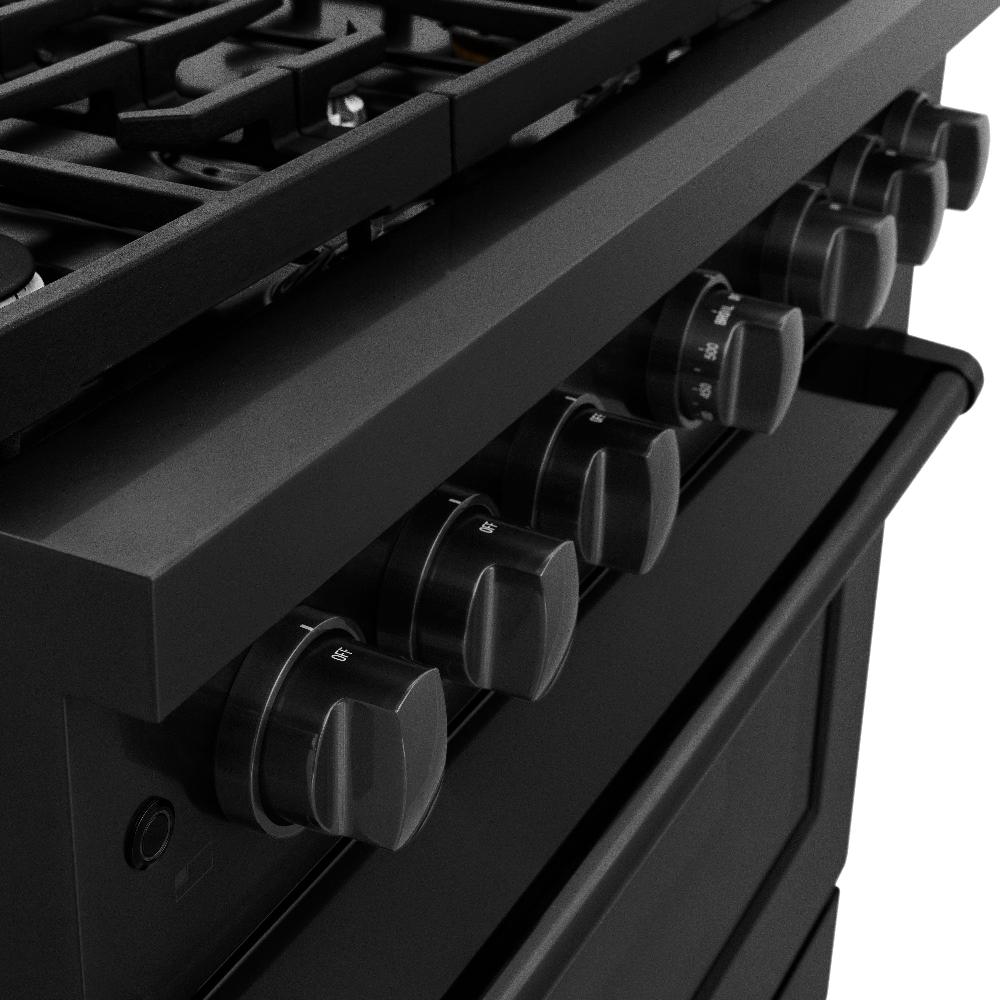 36 In. 5.2 Cu. Ft. Paramount Dual Fuel Range With 6 Burner Gas Cooktop And Electric Convection Oven In Black Stainless Steel SDRB36