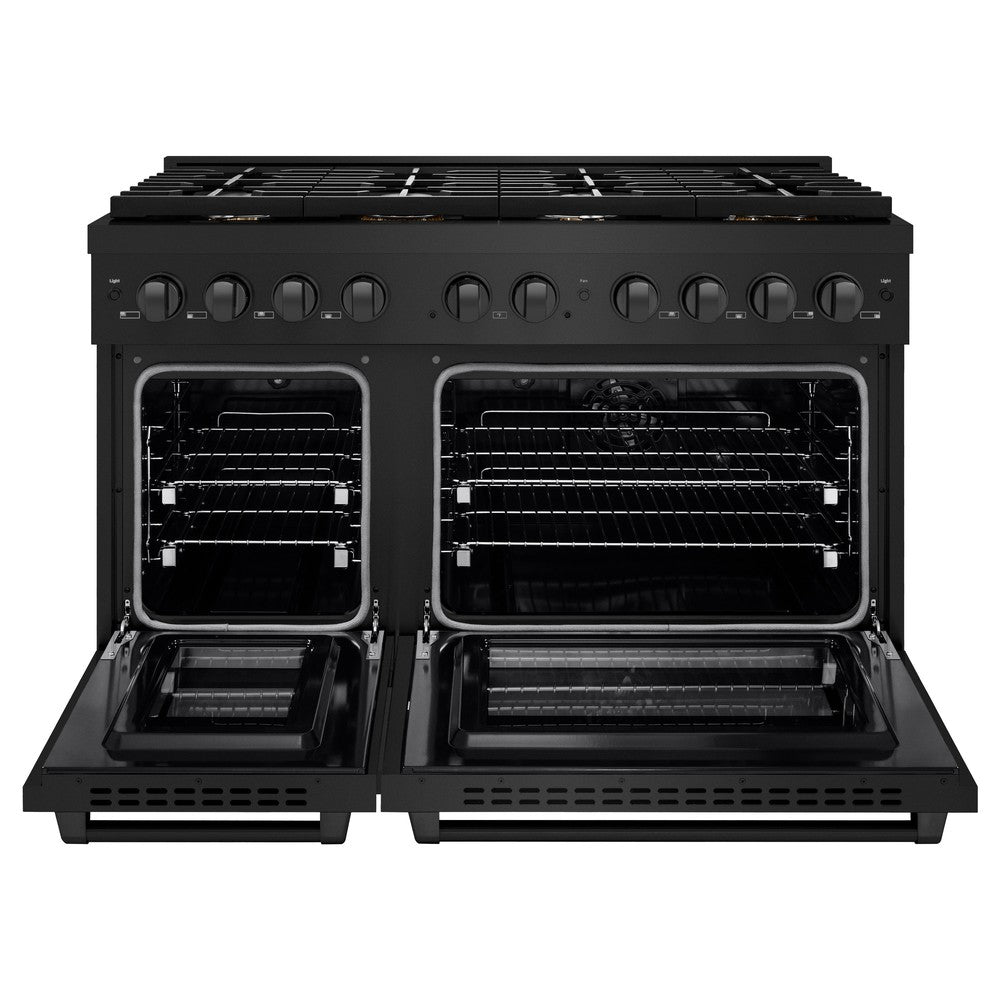 48 In. 6.7 Cu. Ft. Paramount Double Oven Dual Fuel Range In Black Stainless Steel With 8 Brass Burners SDRBBR48